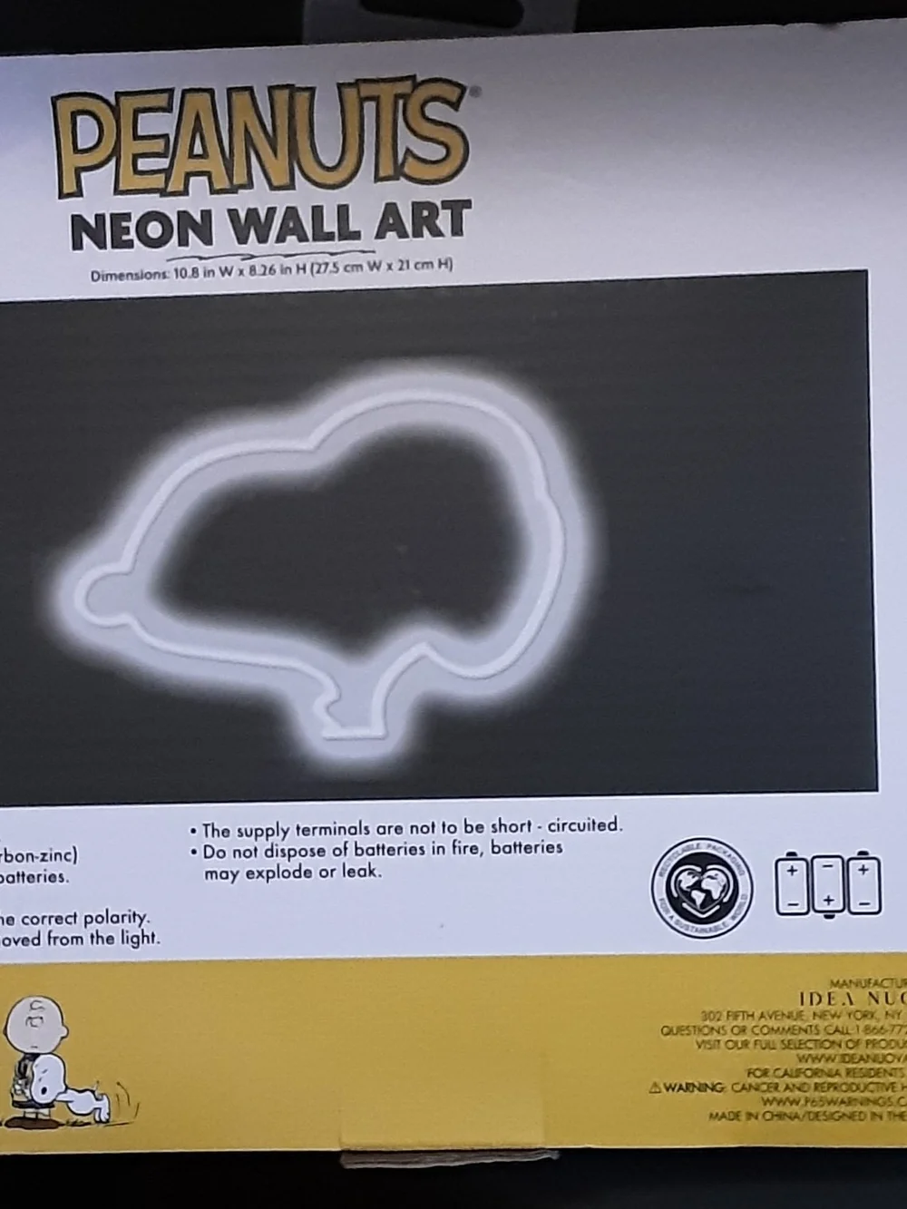 Peanuts White Neon Wall Art - Peanuts Brand